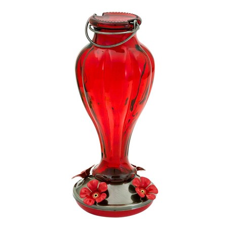 More Birds Hummingbird 25 oz Glass/Metal Bird Feeder 4 ports 38289